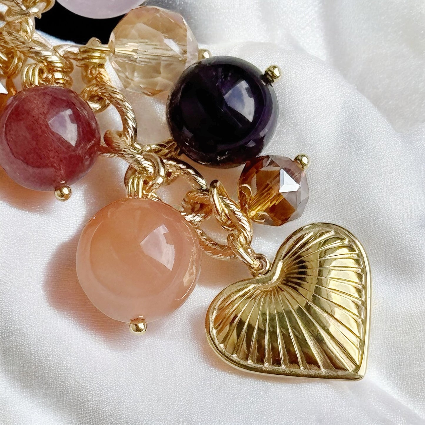 CELINA in Rose Quartz, Lavender Amethyst, Strawberry Quartz, Sunstone, Deep Purple Amethyst