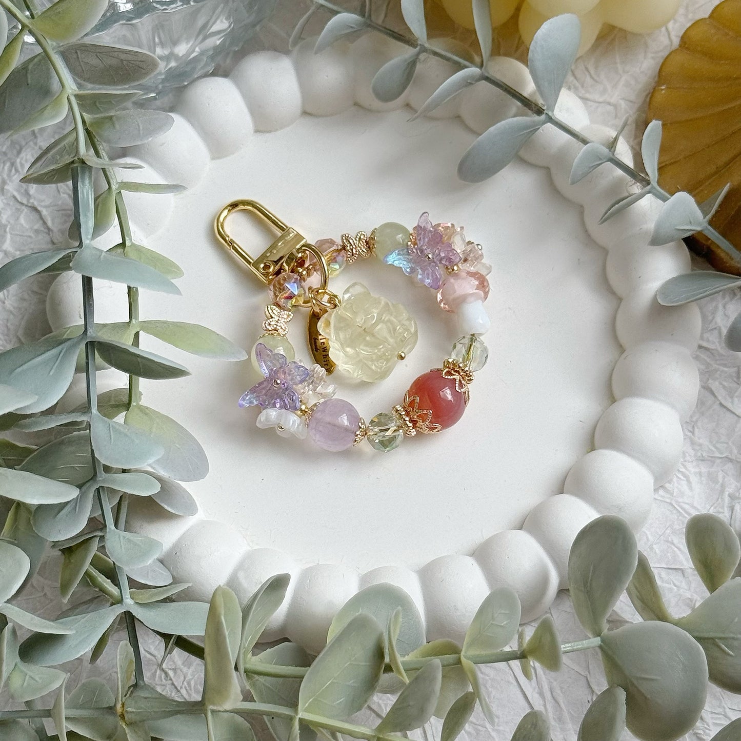 Foxy Oasis in Lemon Citrine, Yan Yuan Agate, Lavender Amethyst & Prehnite