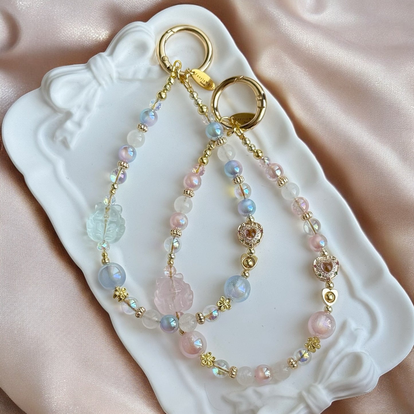 Nixi NTF 九尾狐 in Moonstone & Rose Quartz or Aquamarine