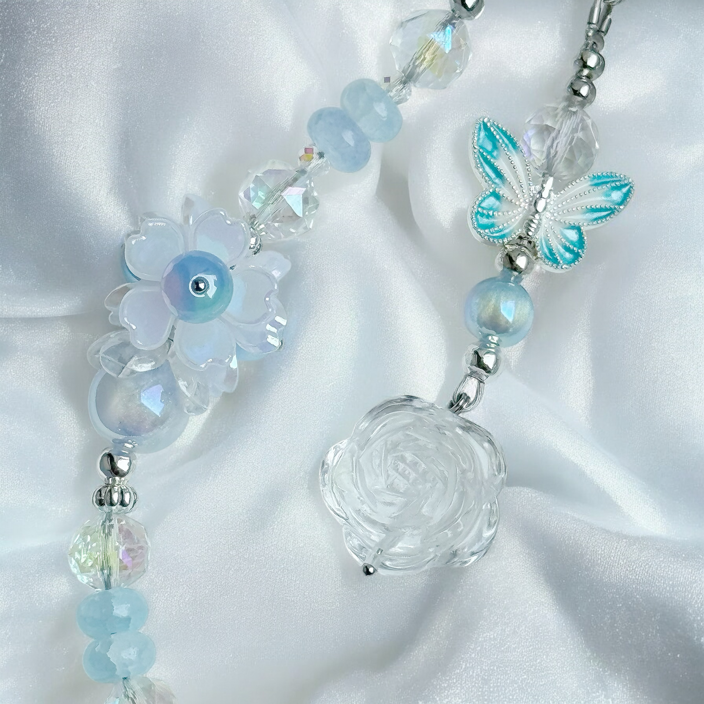 Blue Blossom in Aquamarine & Clear Quartz