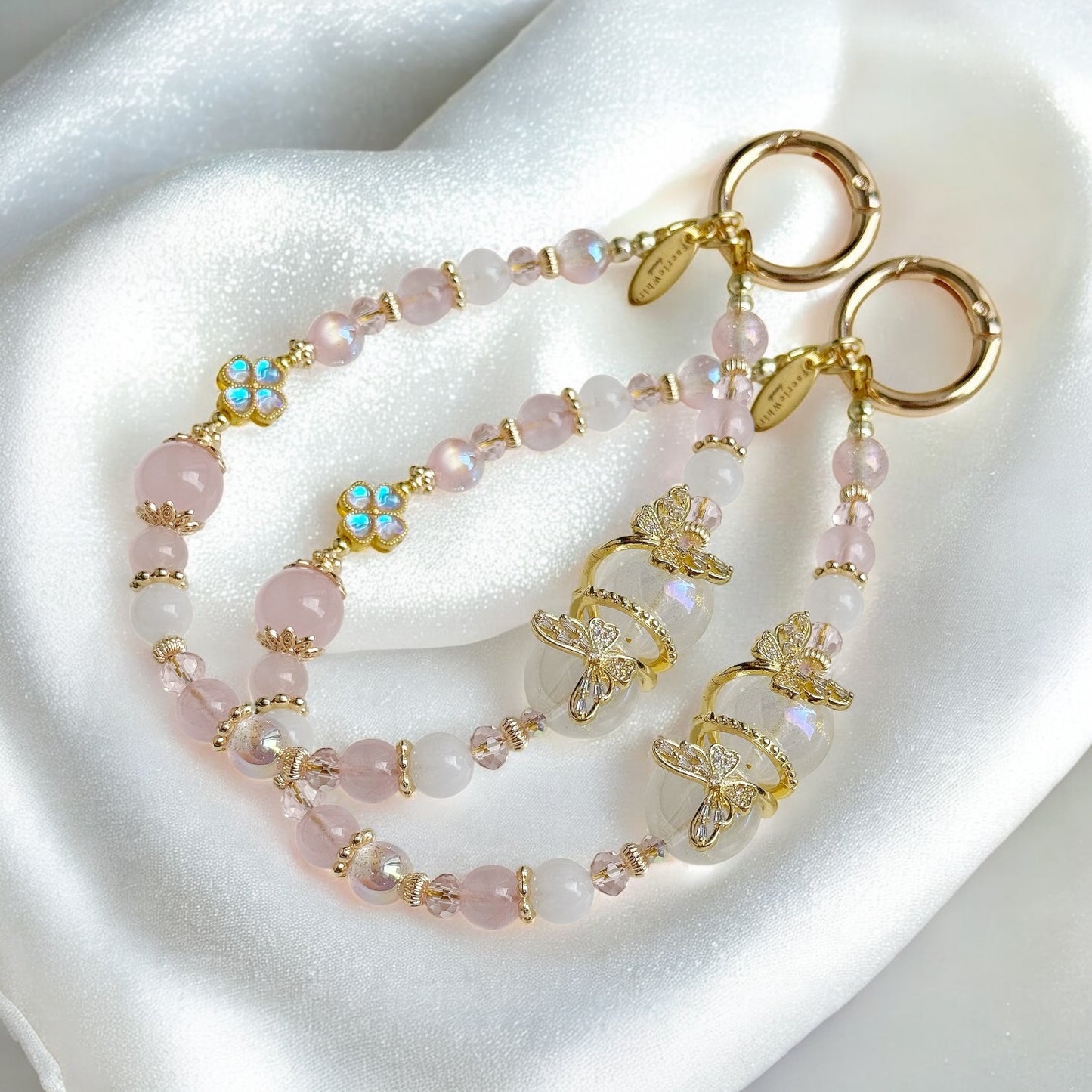 Twinkle Wing in Rose Quartz & White Jade