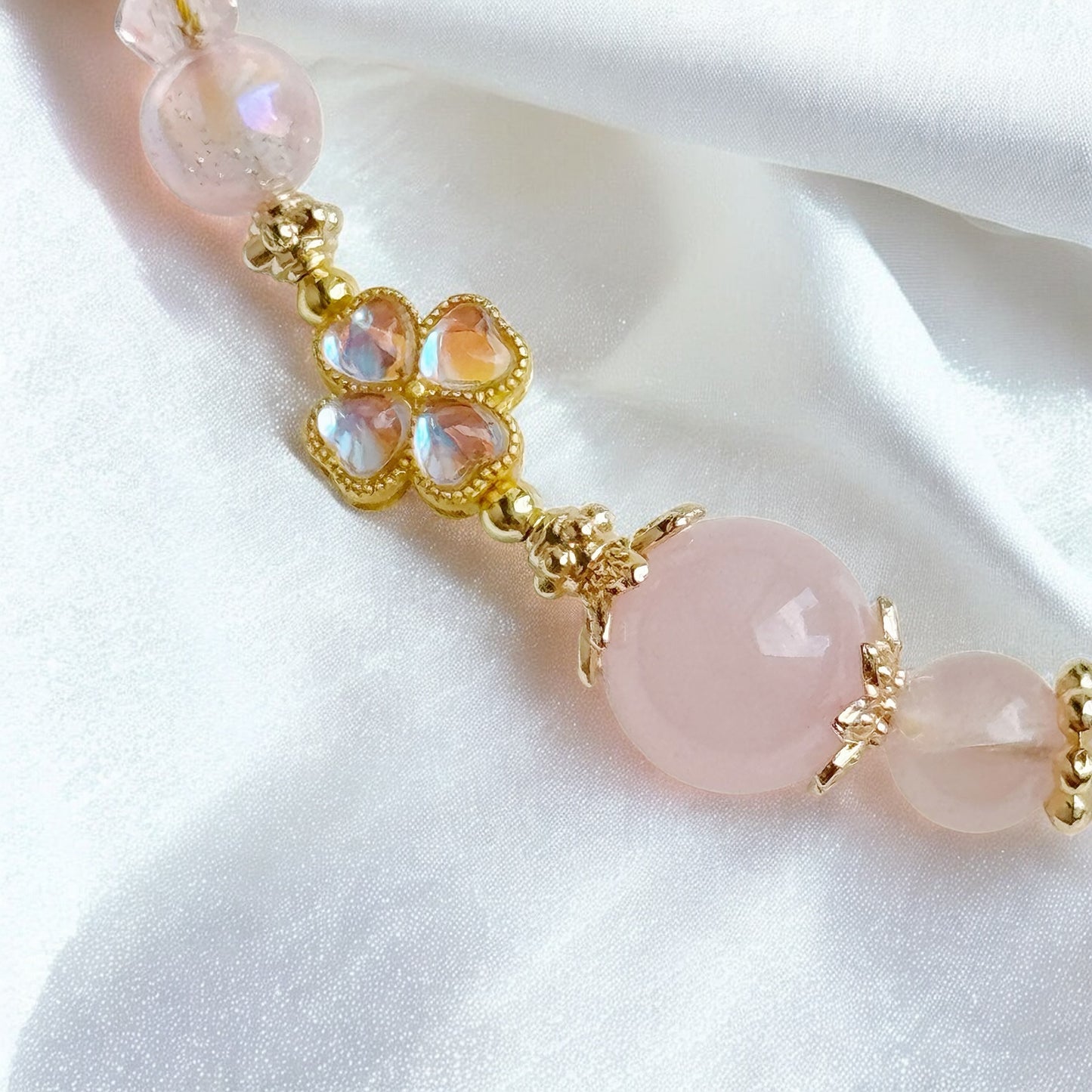 Twinkle Wing in Rose Quartz & White Jade