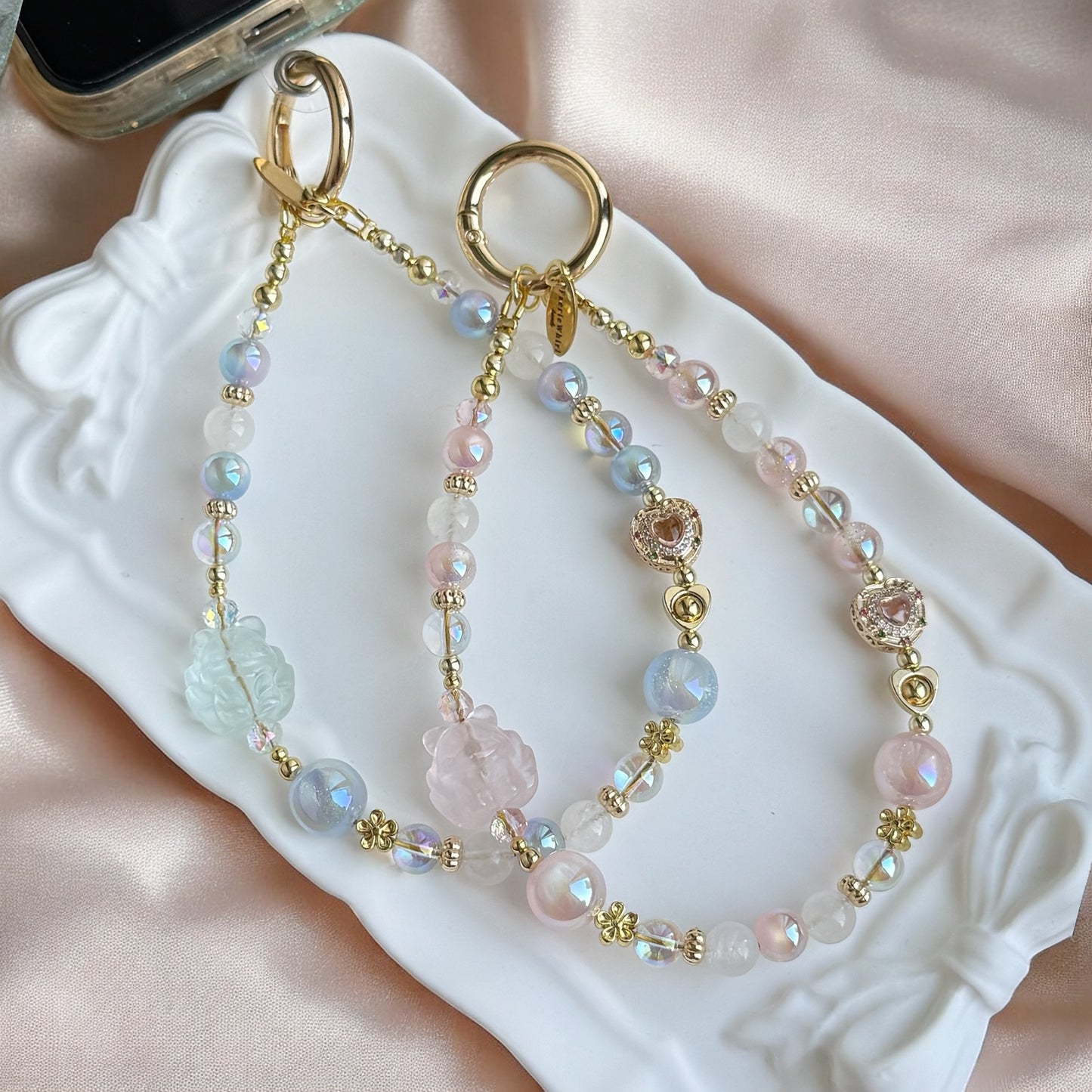 Nixi NTF 九尾狐 in Moonstone & Rose Quartz or Aquamarine