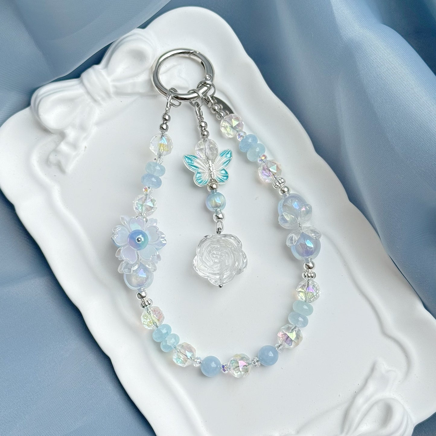 Blue Blossom in Aquamarine & Clear Quartz