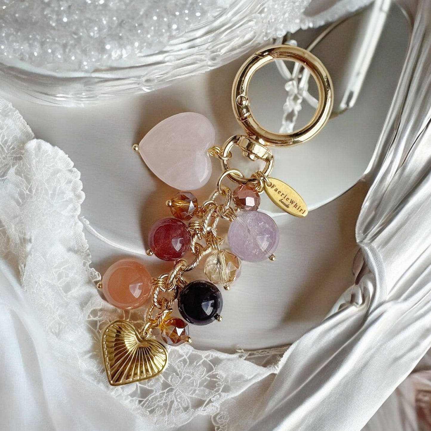 CELINA in Rose Quartz, Lavender Amethyst, Strawberry Quartz, Sunstone, Deep Purple Amethyst