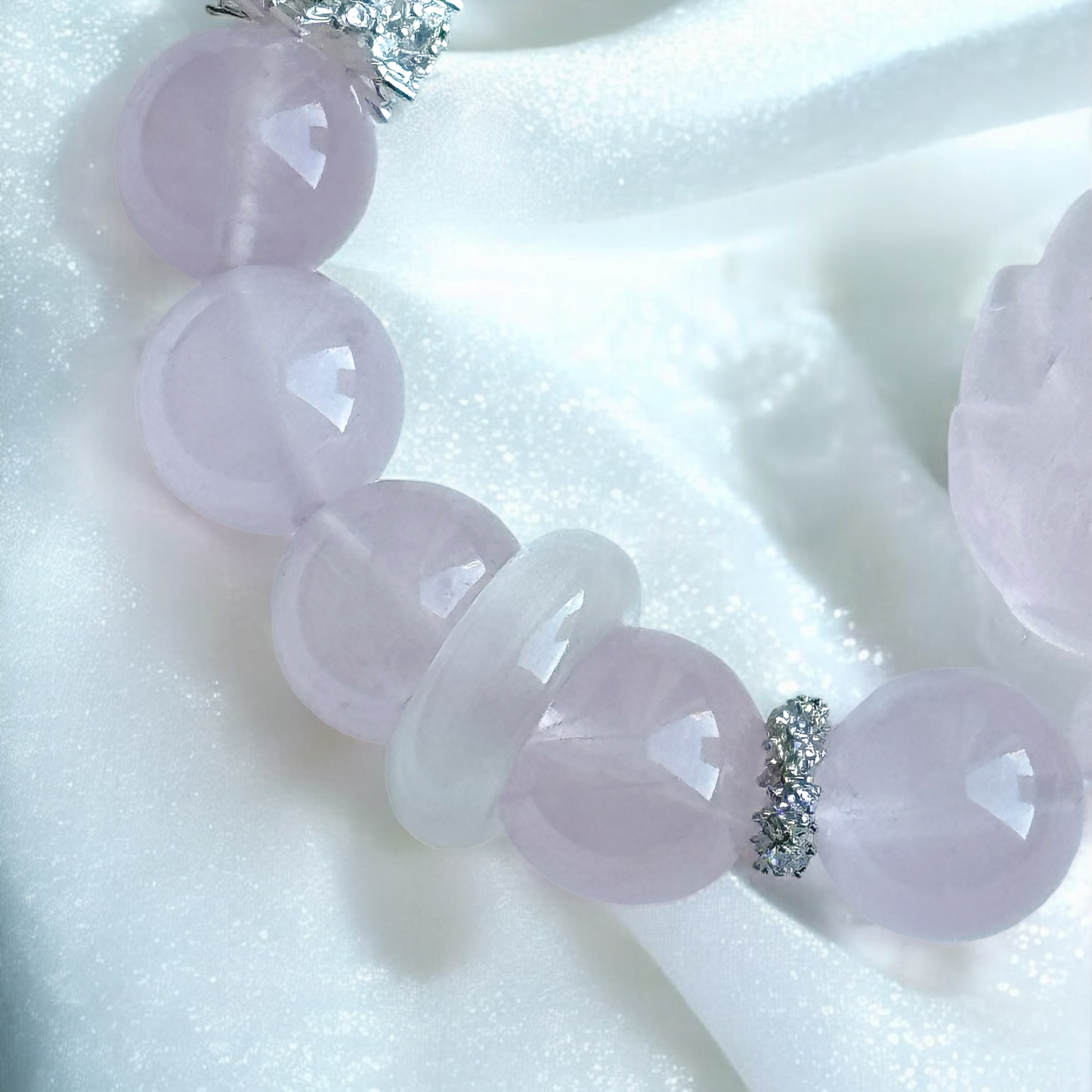 Tails of Love in Rose Quartz & White Agate 平安环扣 [WS: 15CM)