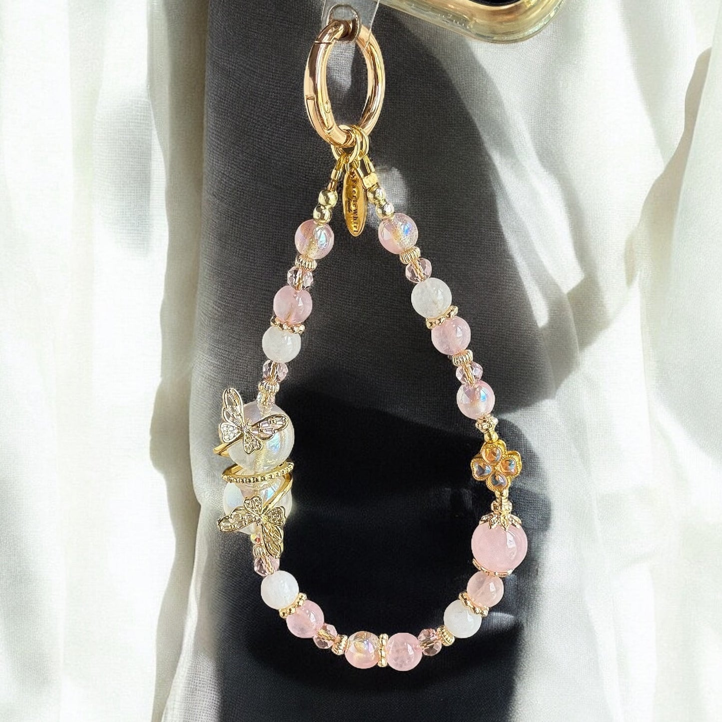 Twinkle Wing in Rose Quartz & White Jade