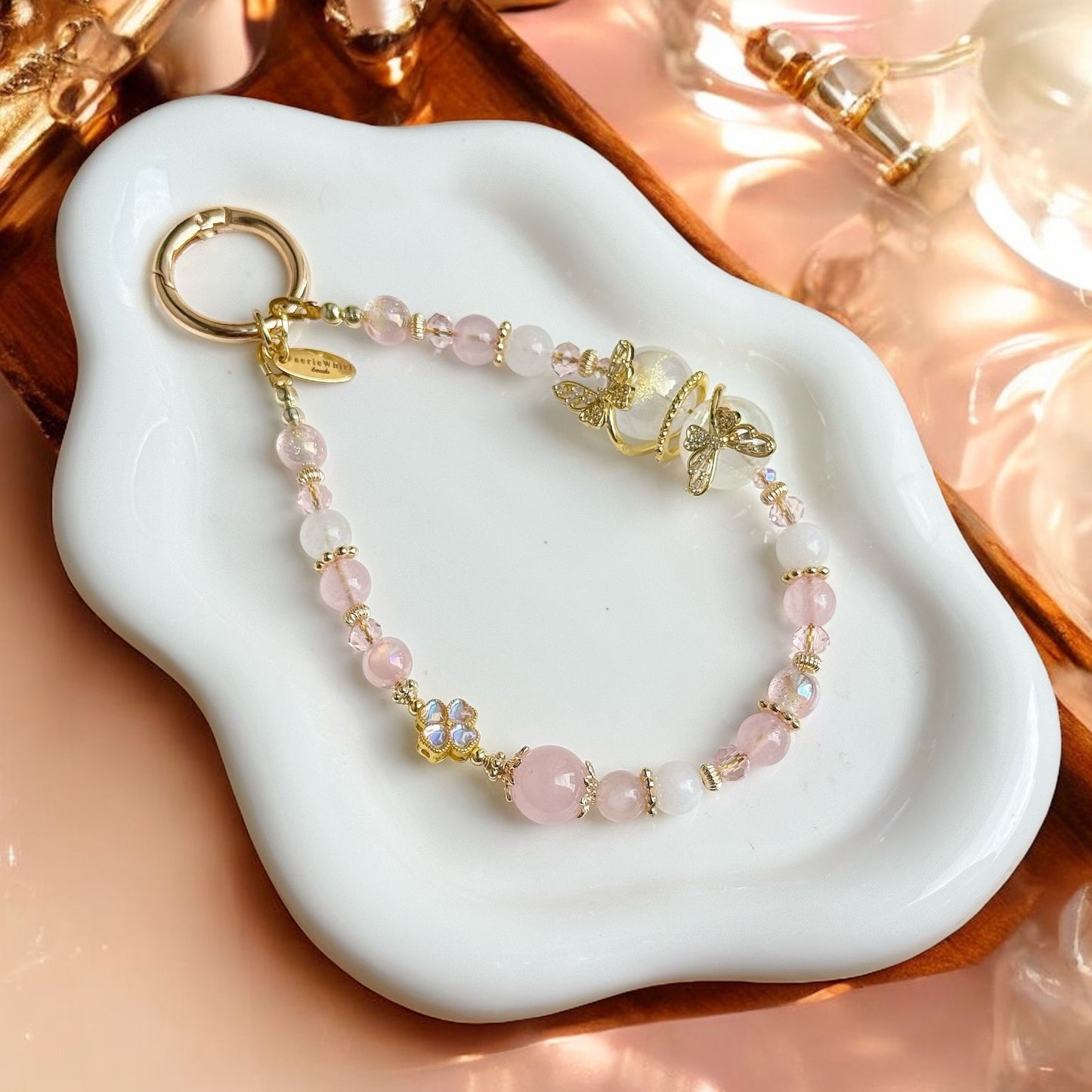 Twinkle Wing in Rose Quartz & White Jade