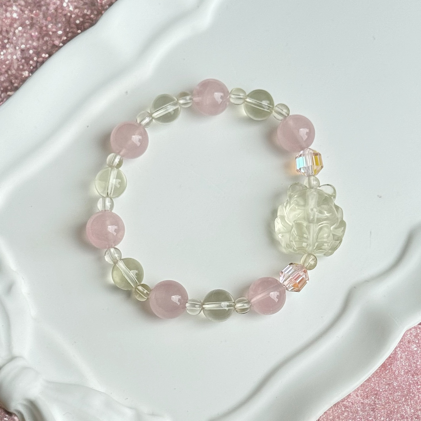Trixie Fox in Lemon Citrine and Premium Rose Quartz (15cm)