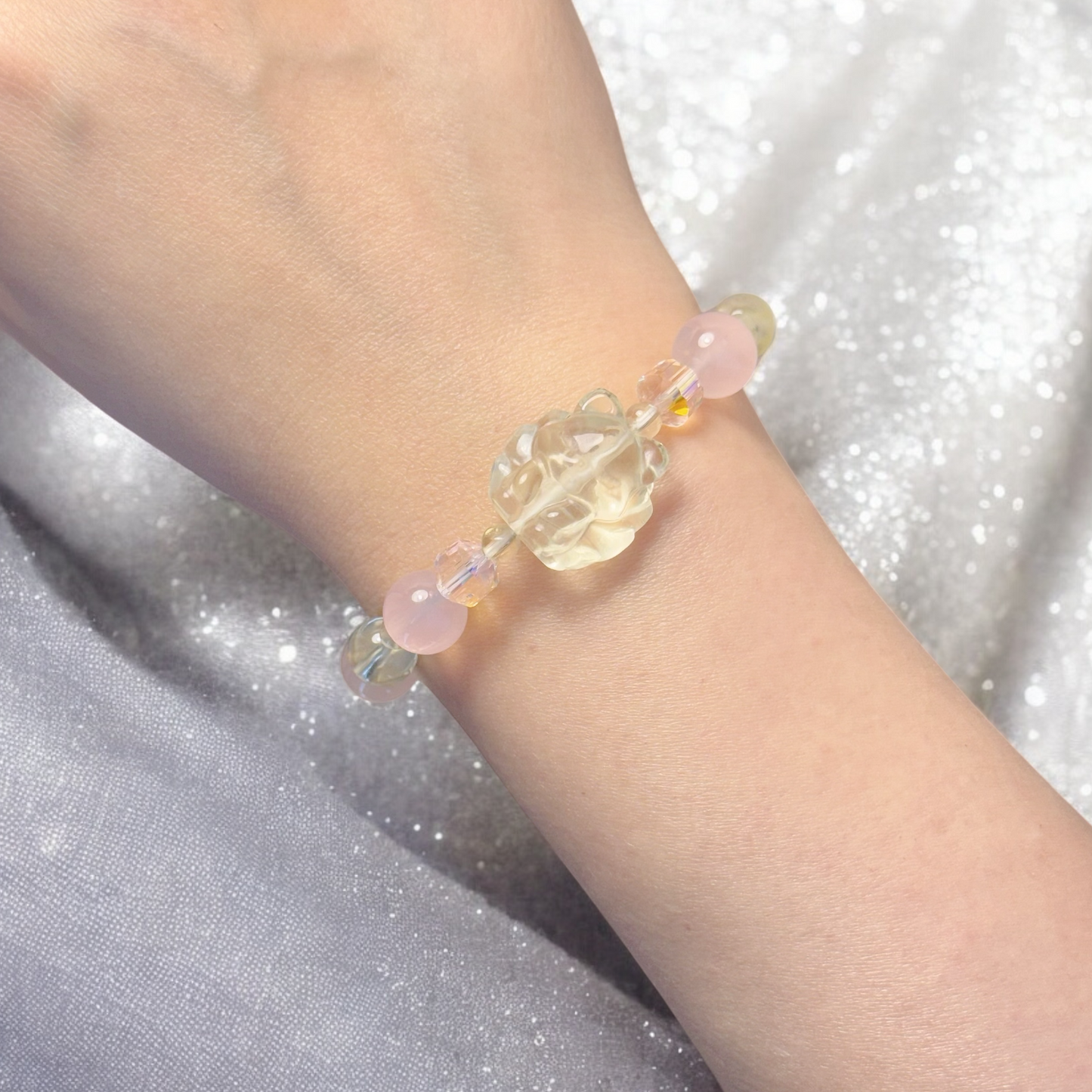 Trixie Fox in Lemon Citrine and Premium Rose Quartz (15cm)