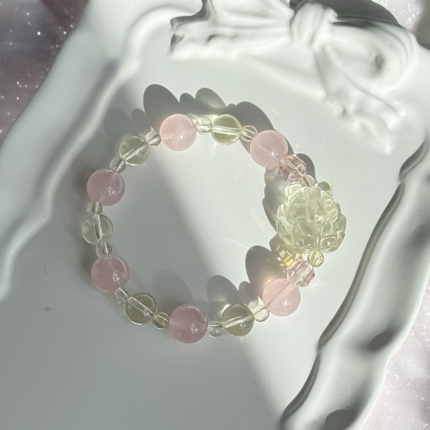 Trixie Fox in Lemon Citrine and Premium Rose Quartz (15cm)