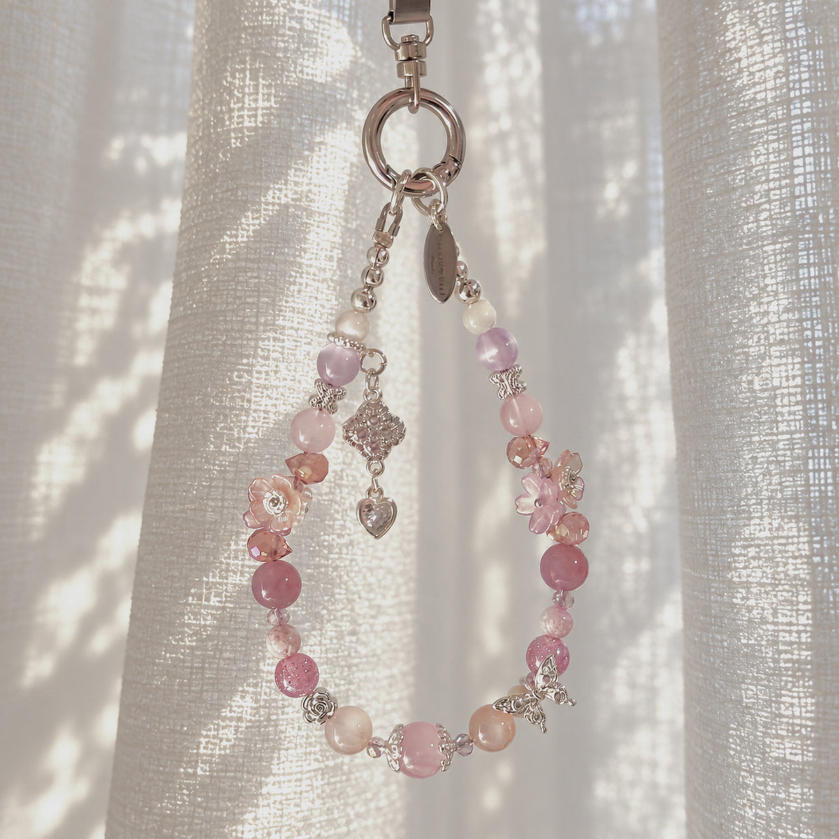 [Mini: 12cm] PASTEL HAVEN in Peach Moonstone, Lavender Rose Quartz, Rose Quartz & Flower Agate
