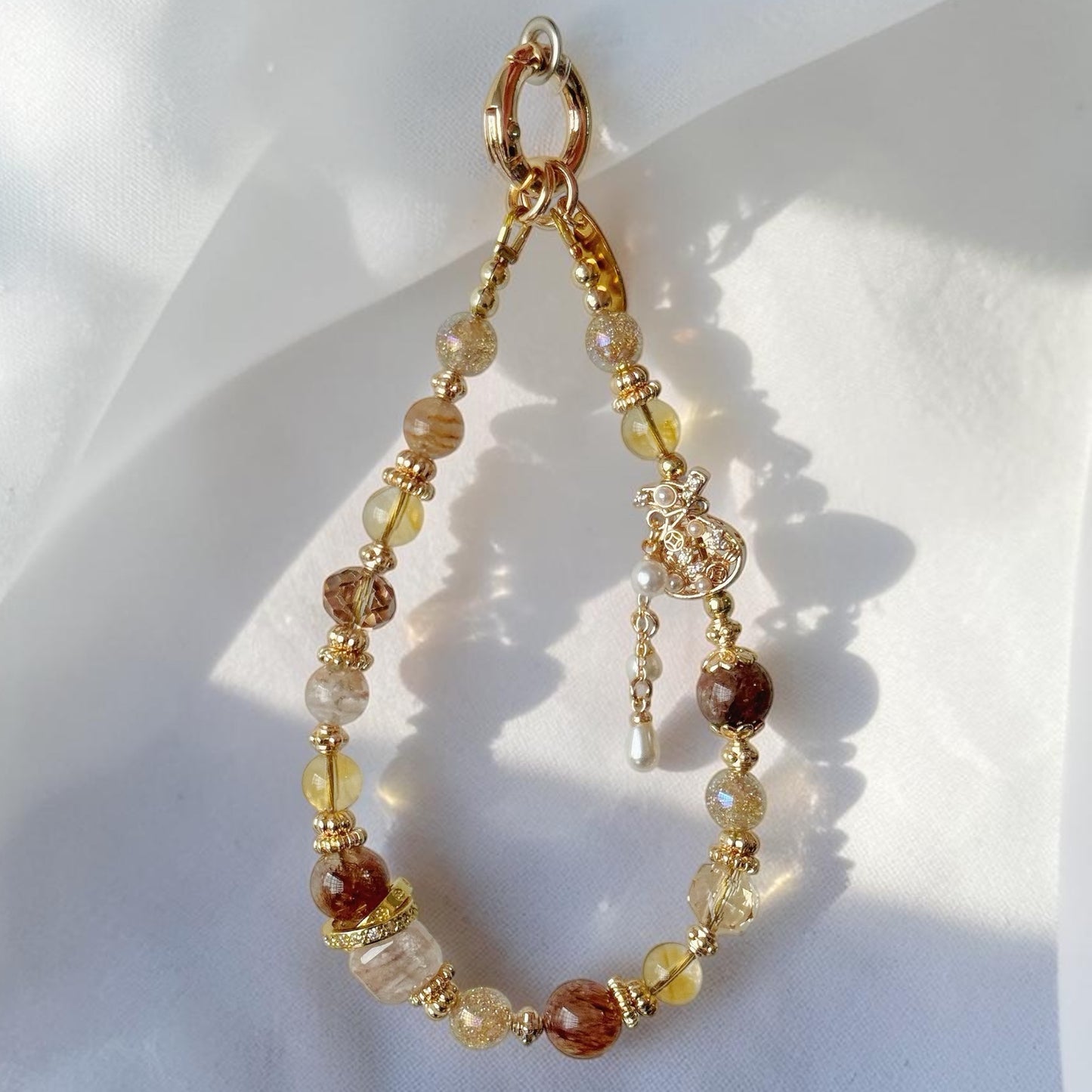 [Mini:13.5cm] Golden Rise in Black-Gold Super Seven, Citrine & Thousand Layers Garden Quartz