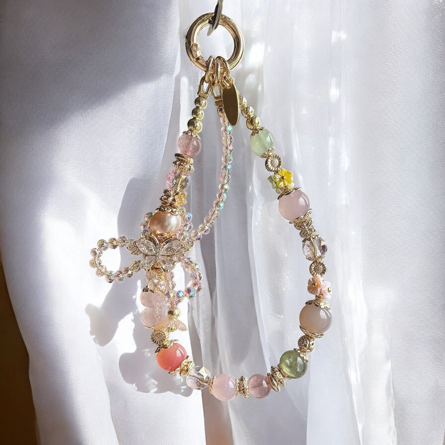 [Mini:13cm] Petal & Bloom in Rose Quartz, Strawberry Quartz, Flower Agate, Green Mica, Prehnite & Yan Yuan Agate