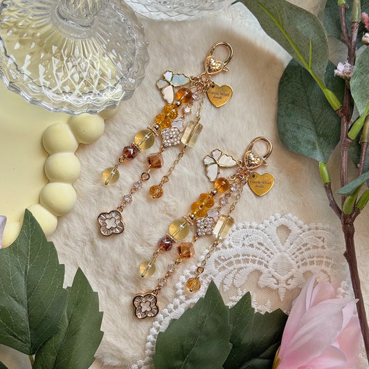 CITRINE GARDEN Dangle in Citrine & Mother of Pearl Butterfly