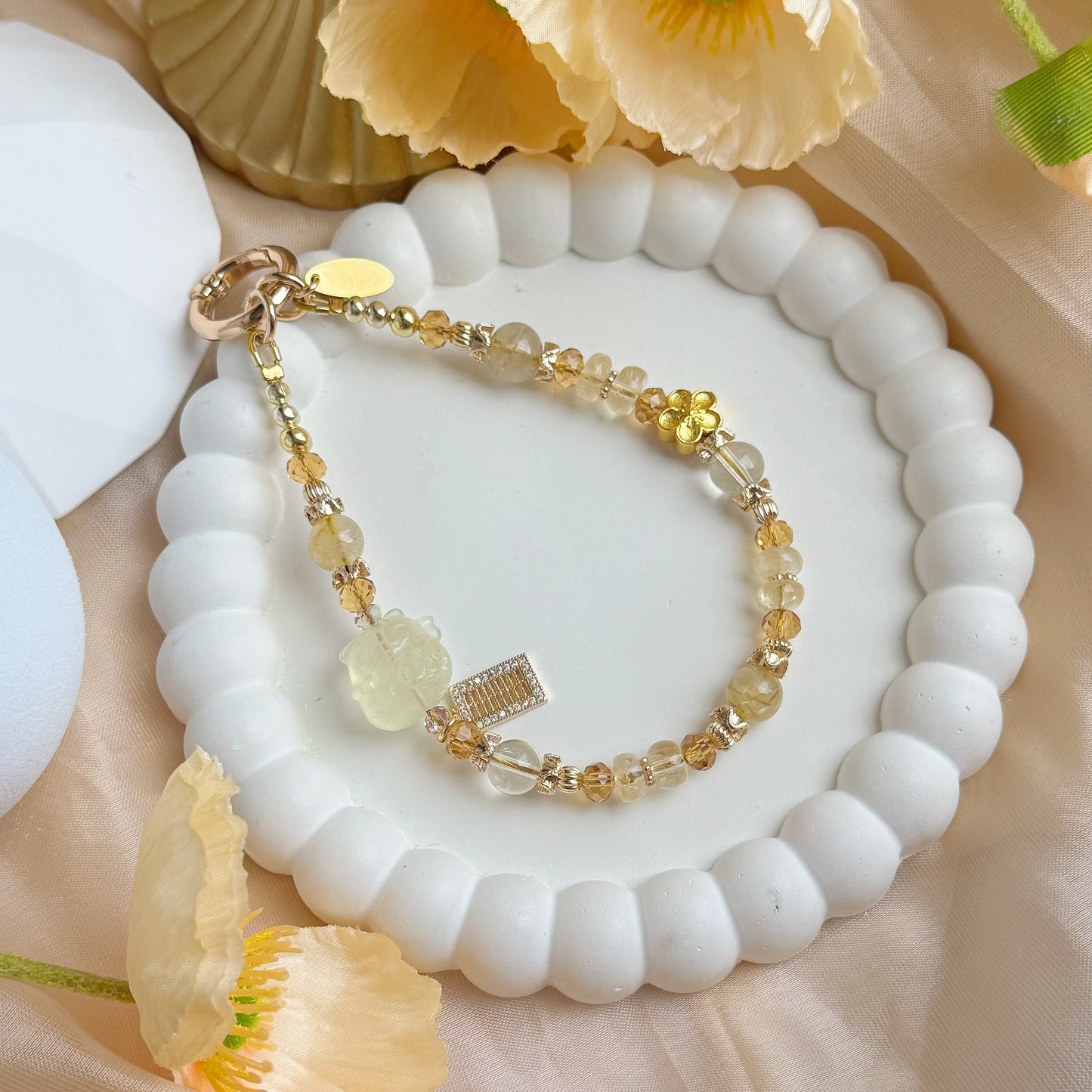 [Mini:12.3cm] Citrine Lucky Paws in Citrine & Golden Rutile