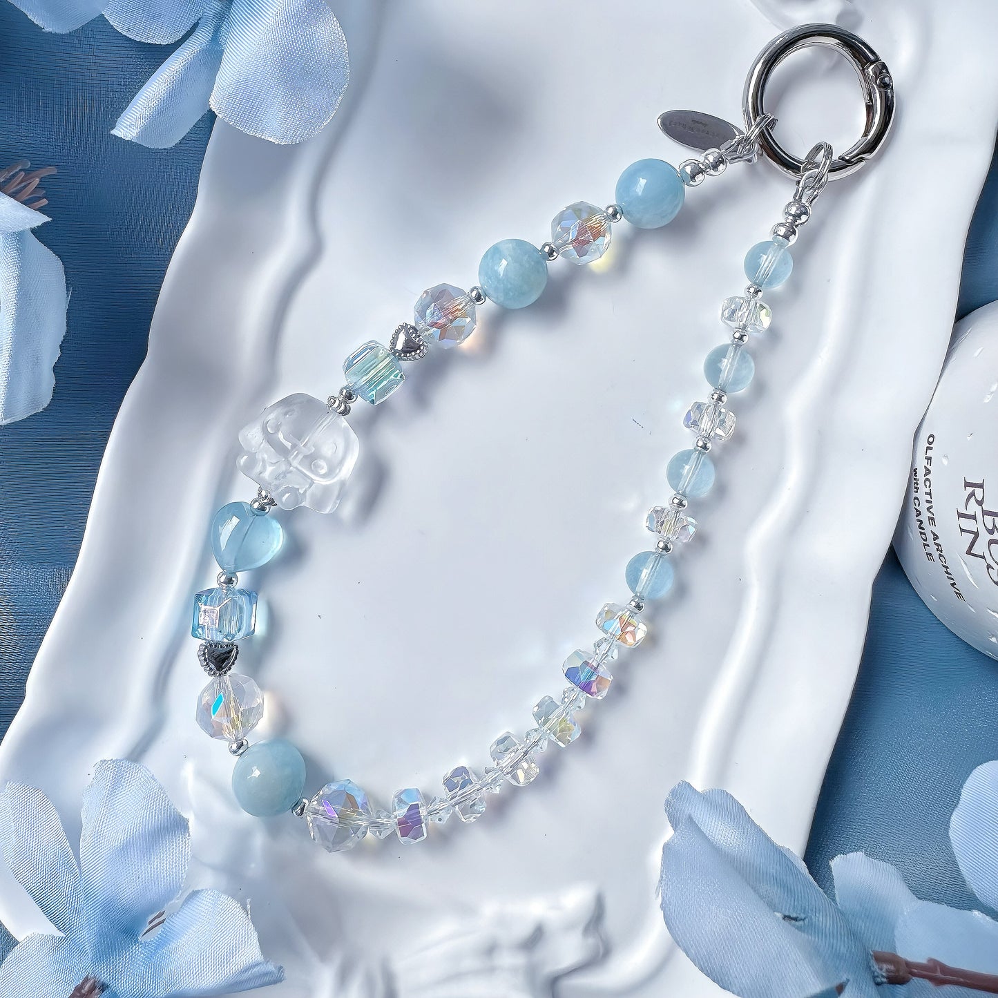 Cinna Ocean Sprout in Aquamarine, Clear Quartz & Austrian-Imported Crystals