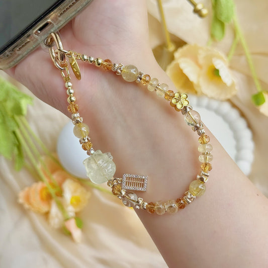 [Mini:12.3cm] Citrine Lucky Paws in Citrine & Golden Rutile
