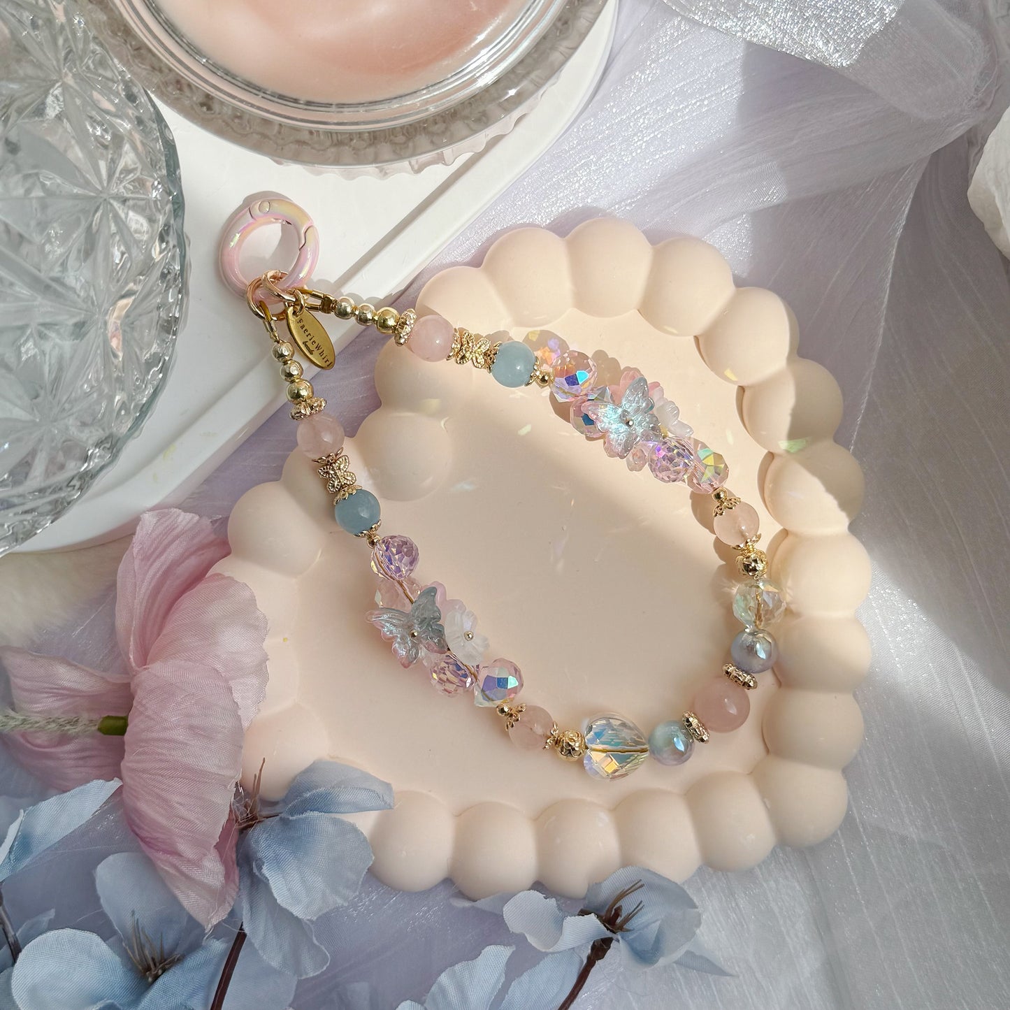 [Mini: 13cm] SOFT BLOOM in Aquamarine & Rose Quartz