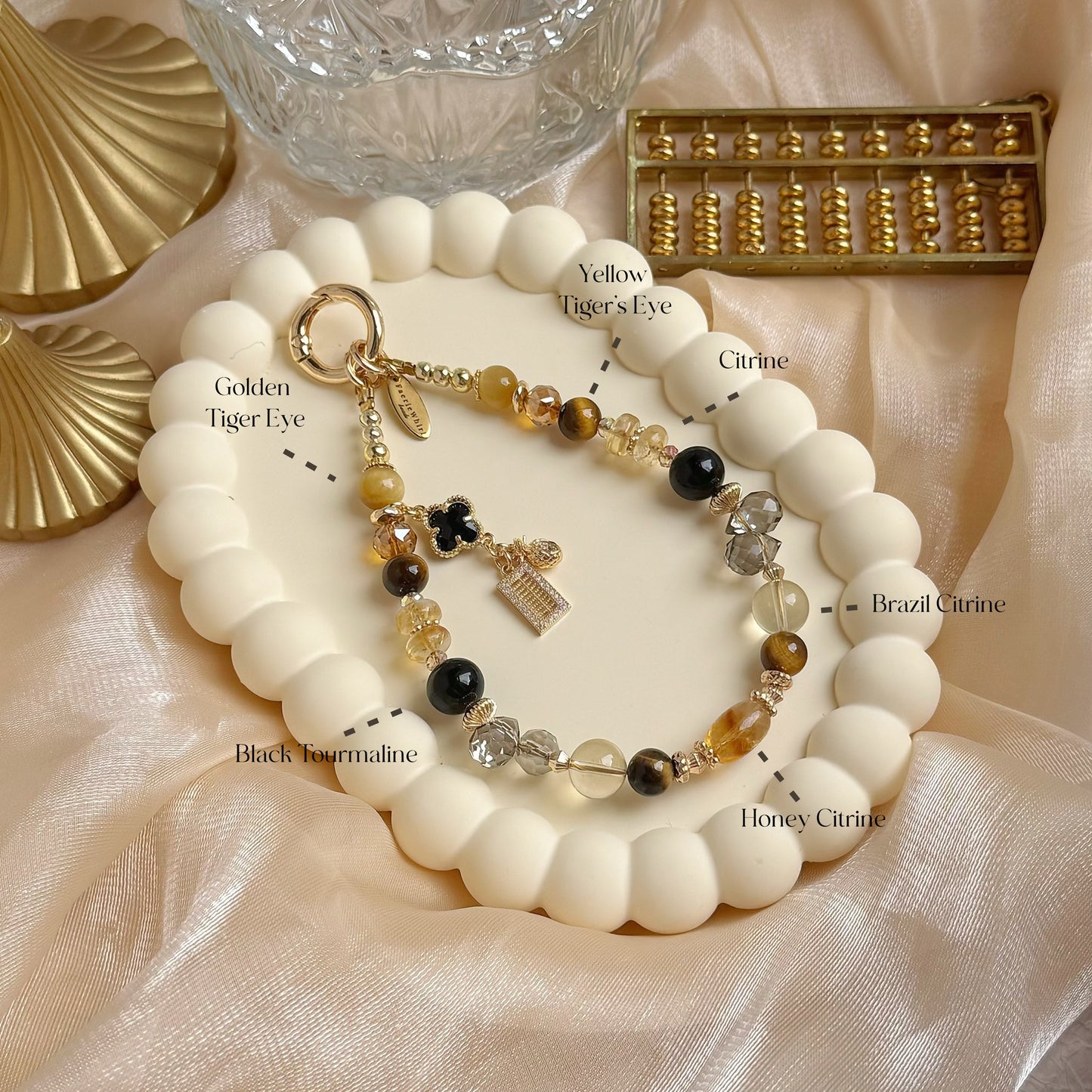 [Mini: 13cm] Golden Energy in Citrine, Black Tourmaline, Yellow Tiger Eye & Golden Tiger Eye