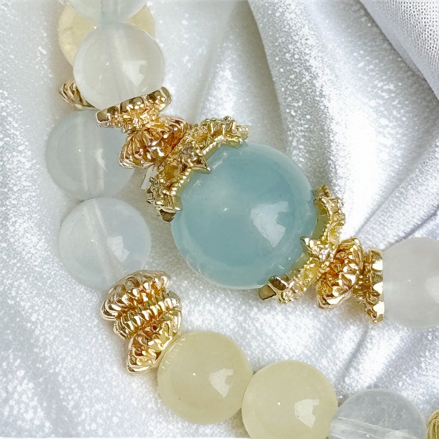 ALICE in Aquamarine, Yellow Azeztulite & Yellow Chalcedony [Wrist:15-16cm]