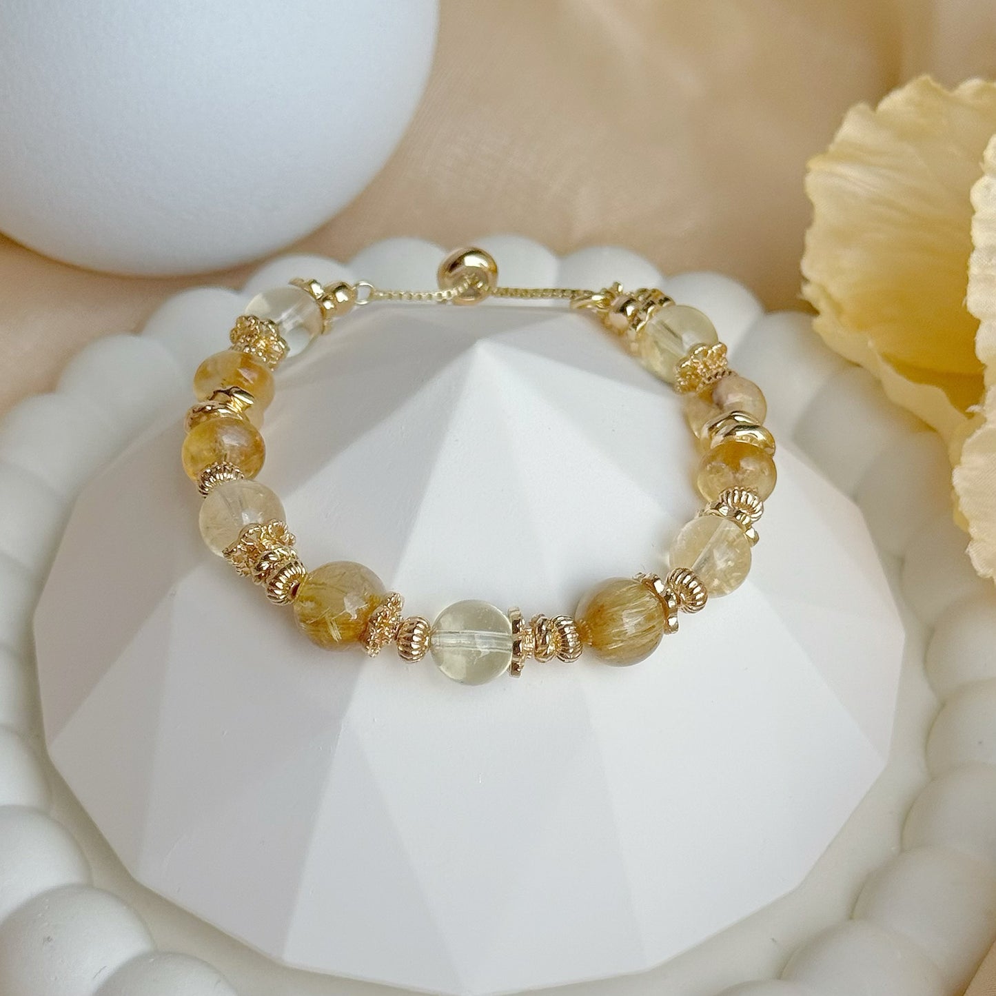 Lucky Goldie Pushpull in Citrine & Golden Rutile [WS: 13-18 CM]