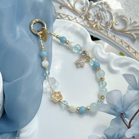 [Mini: 13.5cm] Starry Cinna in Clear Quartz, Aquamarine, Blue Aventurine & White Conch