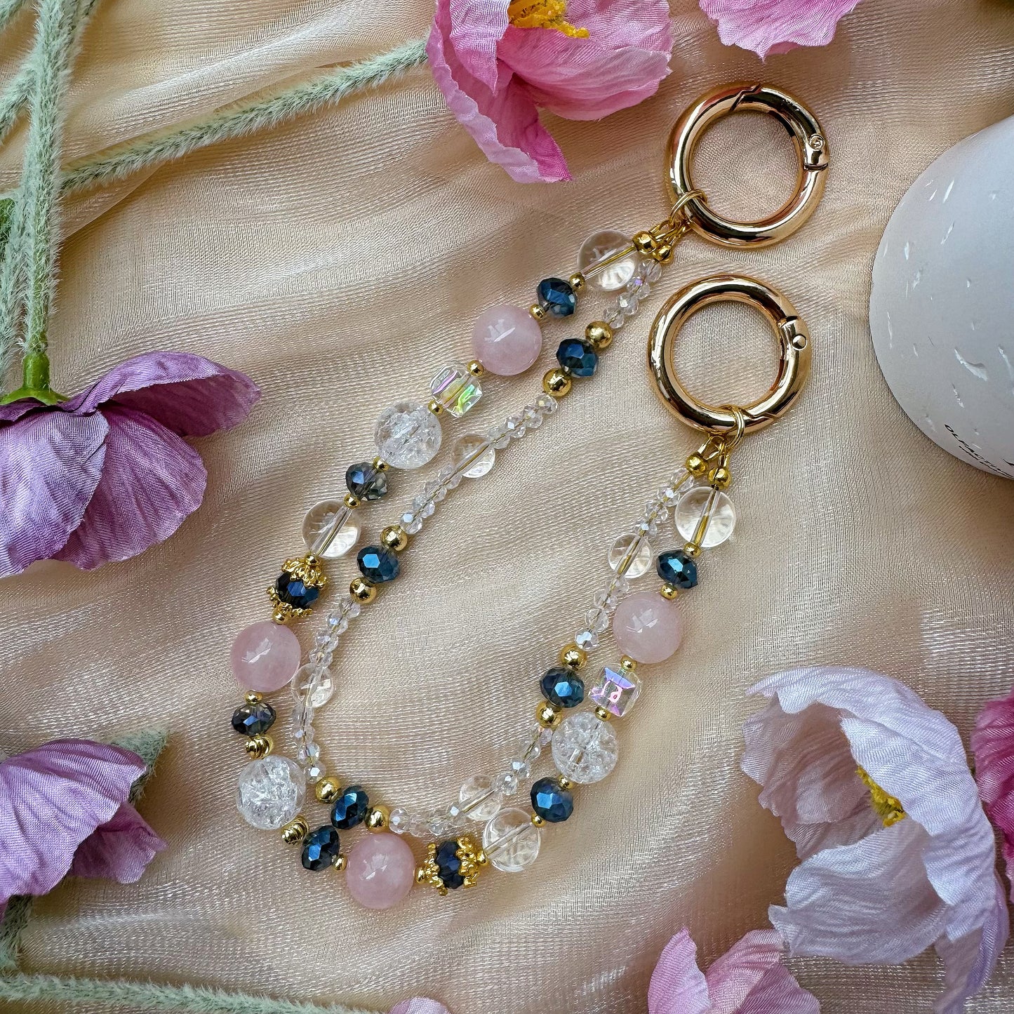 Classy Rose in Rose Quartz & Clear Quartz