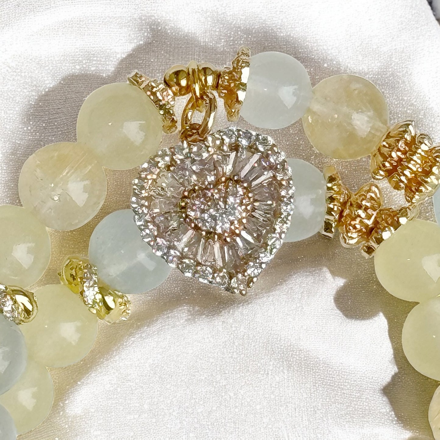 ALICE in Aquamarine, Yellow Azeztulite & Yellow Chalcedony [Wrist:15-16cm]