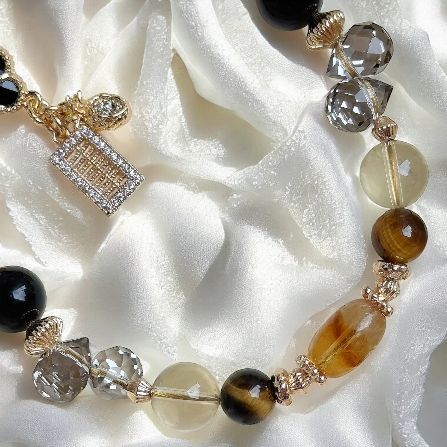 [Mini: 13cm] Golden Energy in Citrine, Black Tourmaline, Yellow Tiger Eye & Golden Tiger Eye