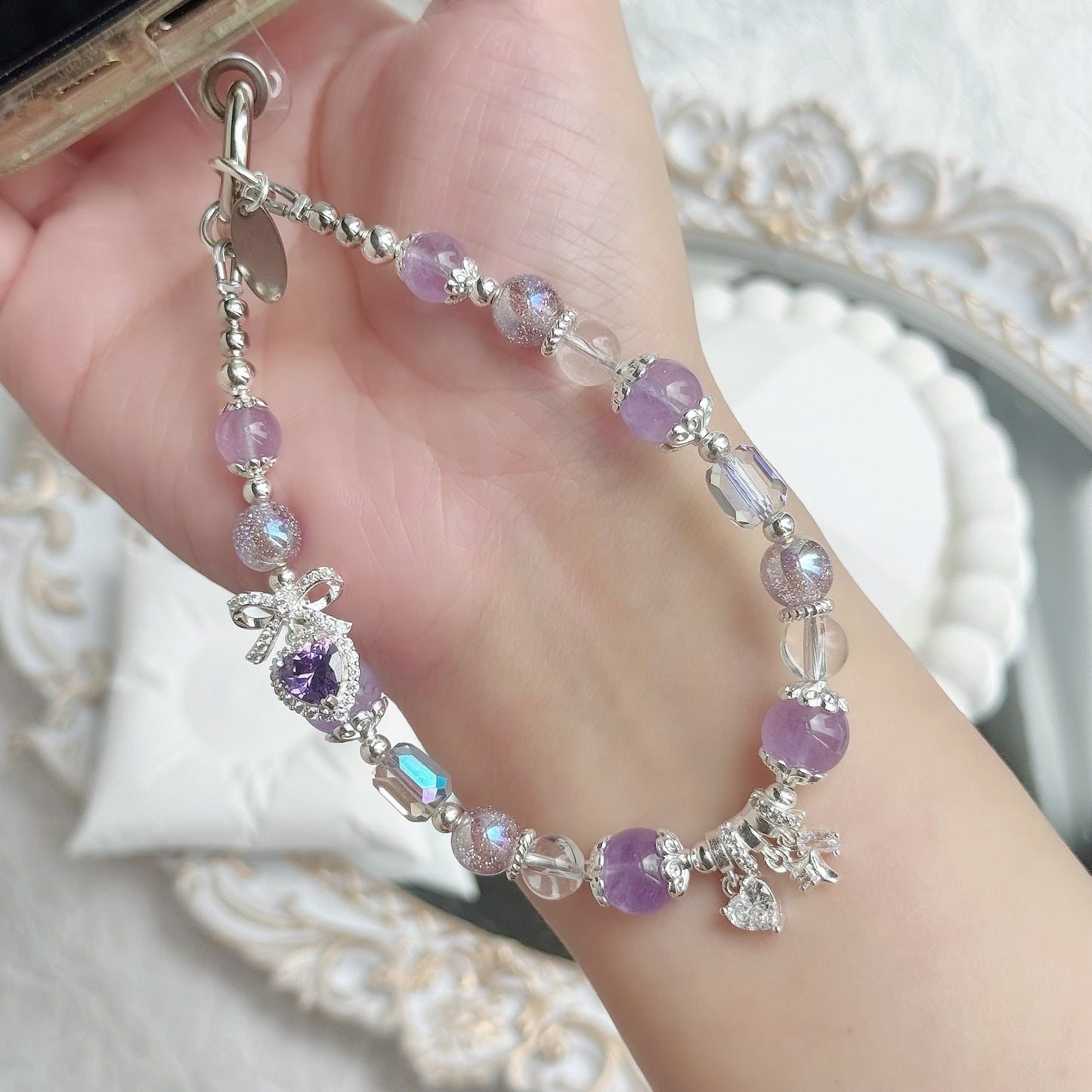 [Mini: 13cm] Wisteria in Lavender Amethyst & Clear Quartz