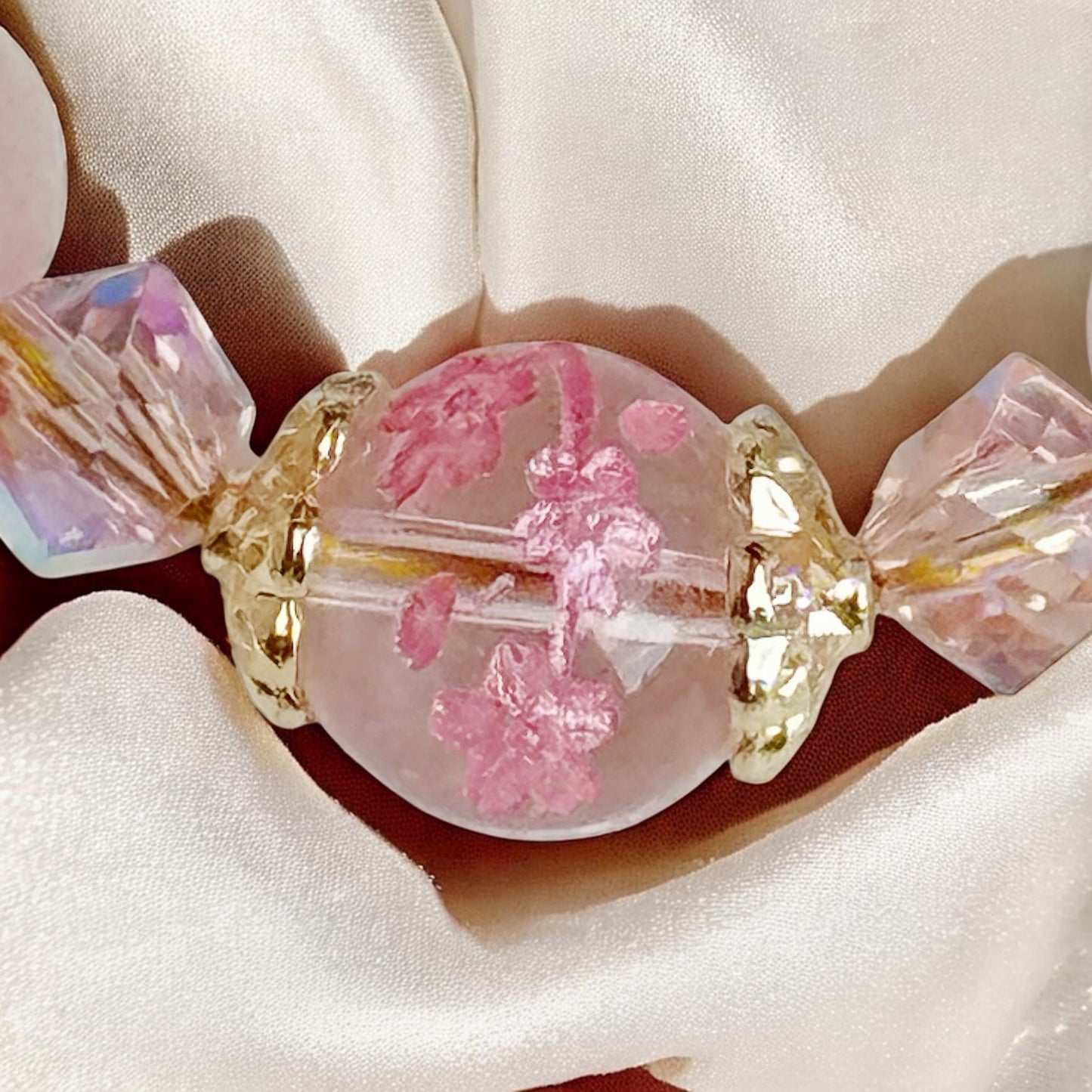 [Mini 12cm] Cherry Rose in Sakura Rhodonite, Rose Quartz & Clear Quartz