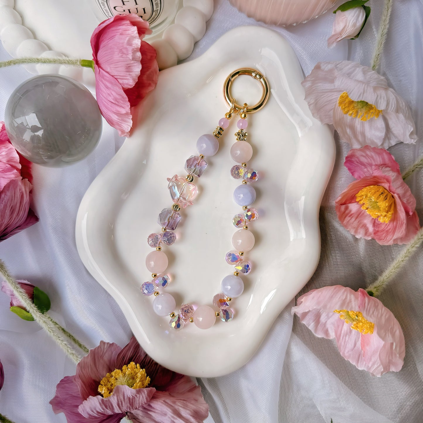 Pastel Harmony in Rose Quartz & Purple-red Botswana Agate