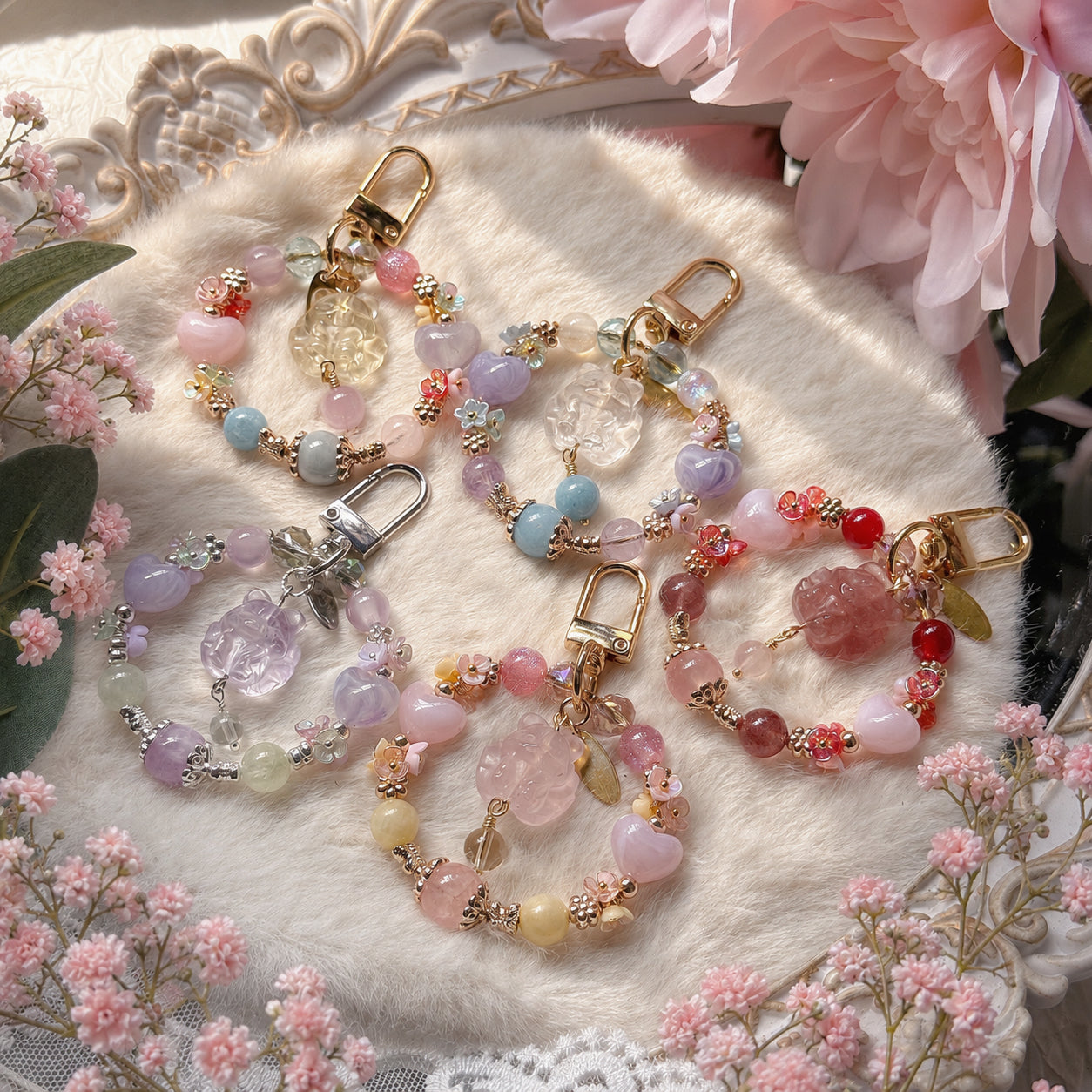 Whimsical Nine-tailed Fox in Multiple Crystals