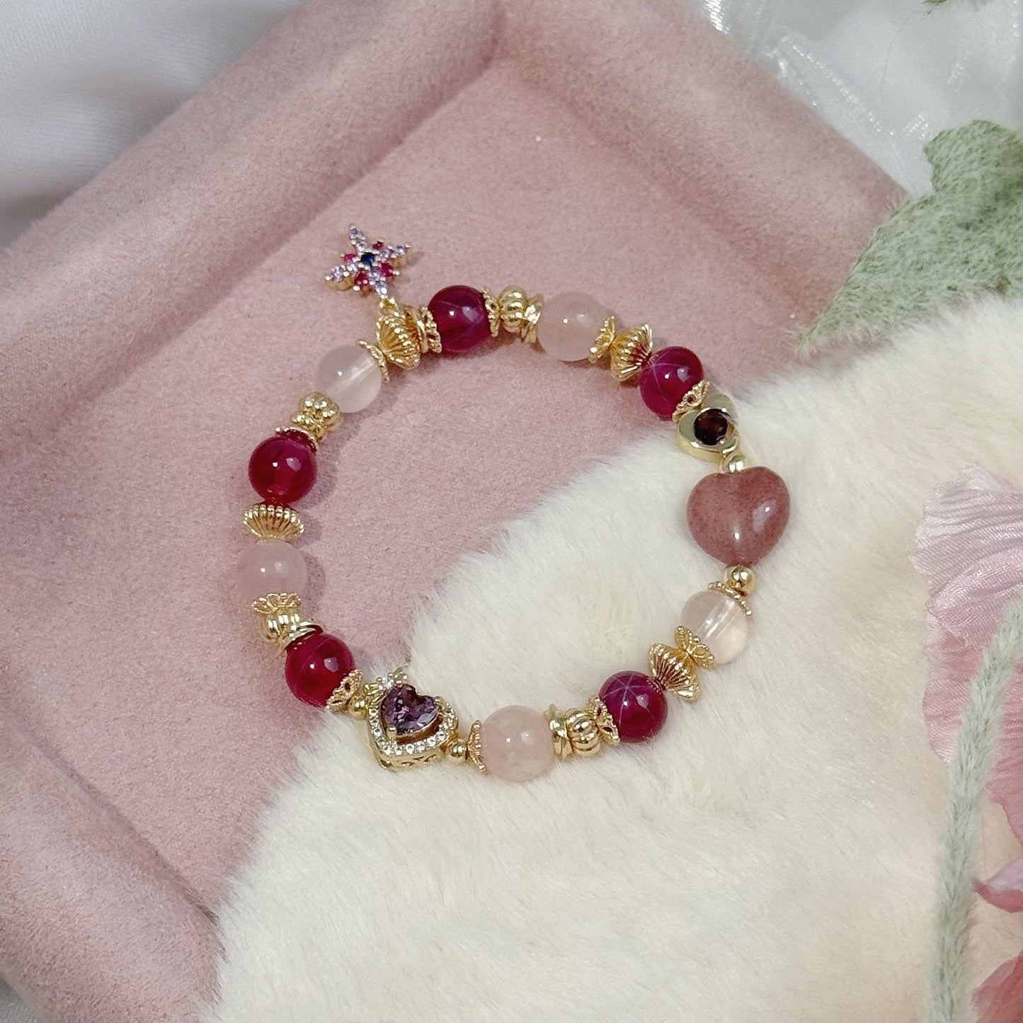 RYLEE in Star Ruby, Rose Quartz, Strawberry Quartz & Garnet [WS: 15cm]
