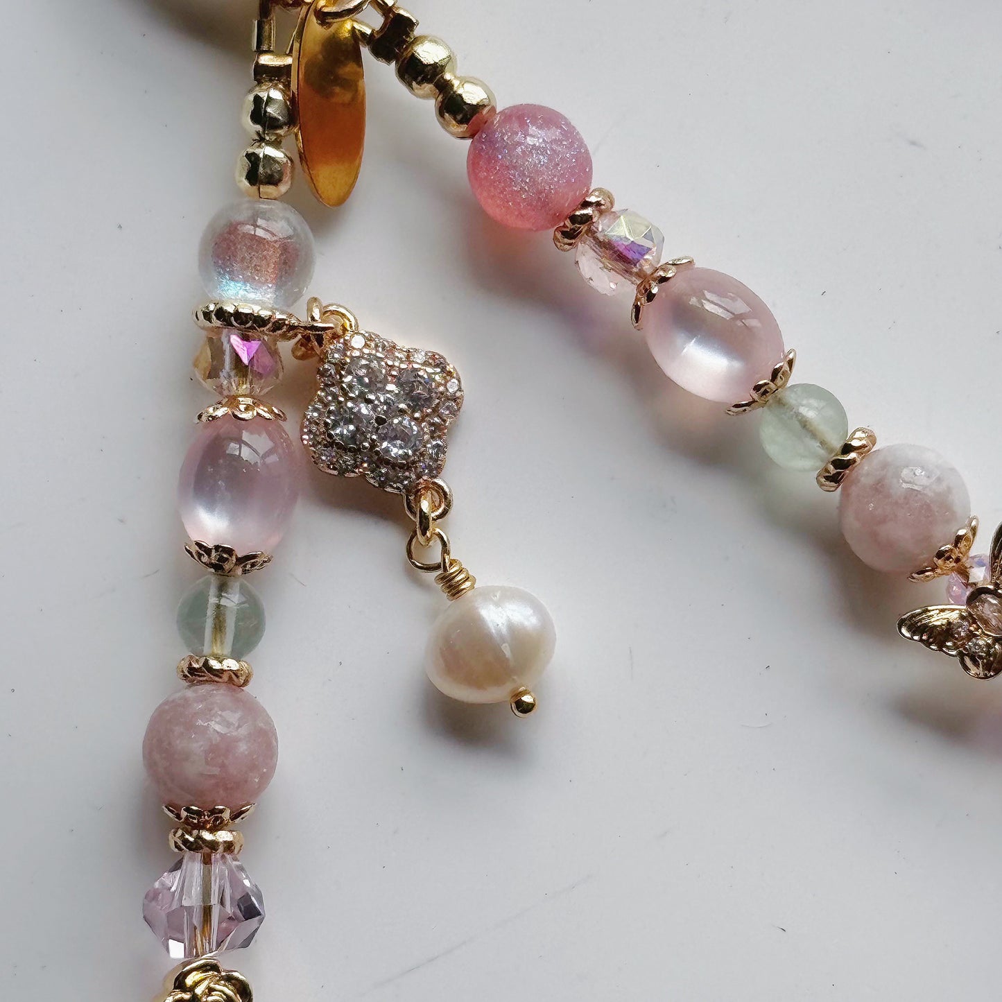 ALTHEA in Pink Lepidolite, Green Fluorite & Freshwater Pearl