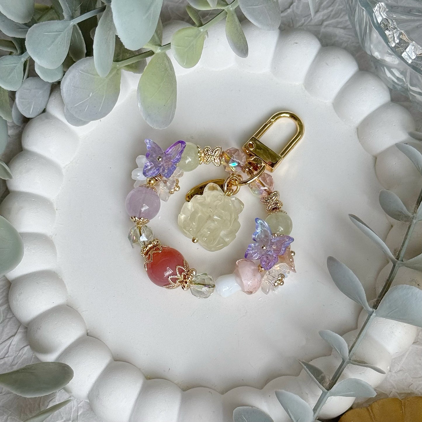 Foxy Oasis in Lemon Citrine, Yan Yuan Agate, Lavender Amethyst & Prehnite