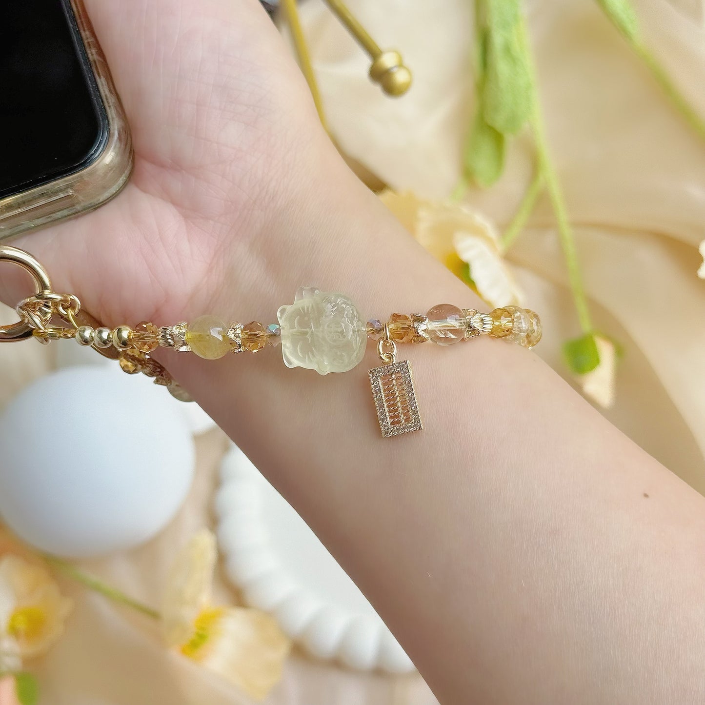 [Mini:12.3cm] Citrine Lucky Paws in Citrine & Golden Rutile