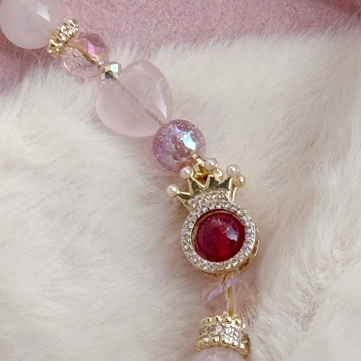[Mini:13cm] Princess Hello Kitty in Rose Quartz, Strawberry Quartz & Red Star Ruby