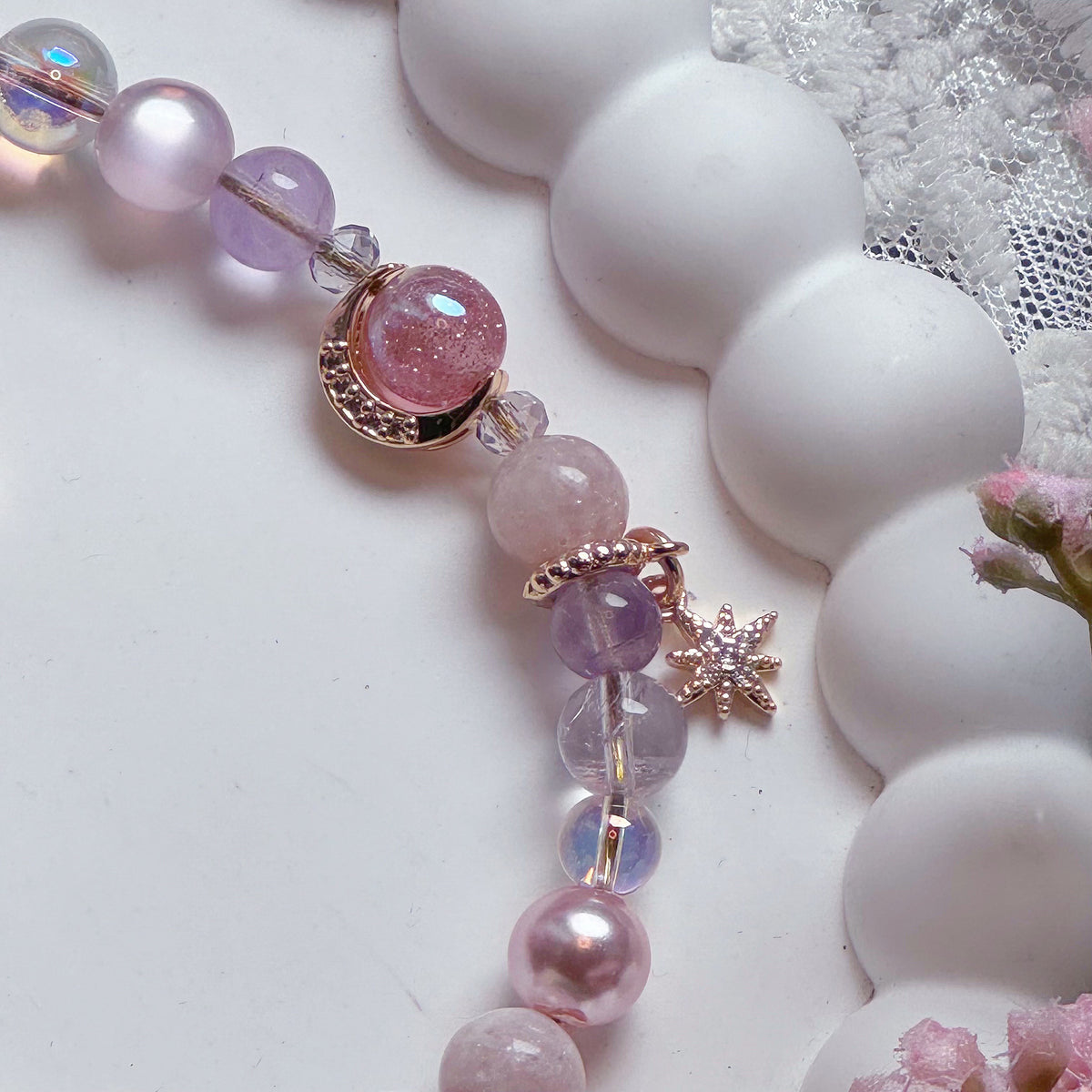 [Mini: 12cm] SWEET DREAMS in Pink Lepidolite & Lavender Amethyst