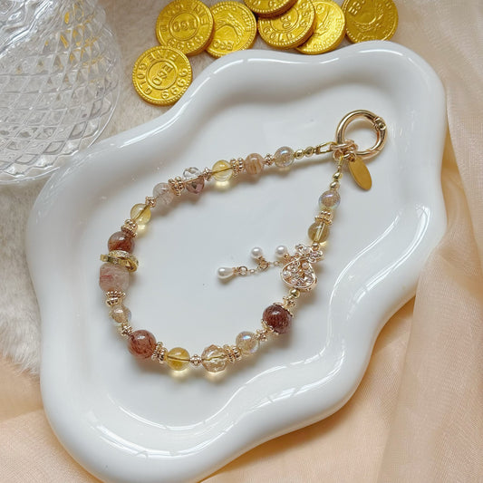 [Mini:13.5cm] Golden Rise in Black-Gold Super Seven, Citrine & Thousand Layers Garden Quartz