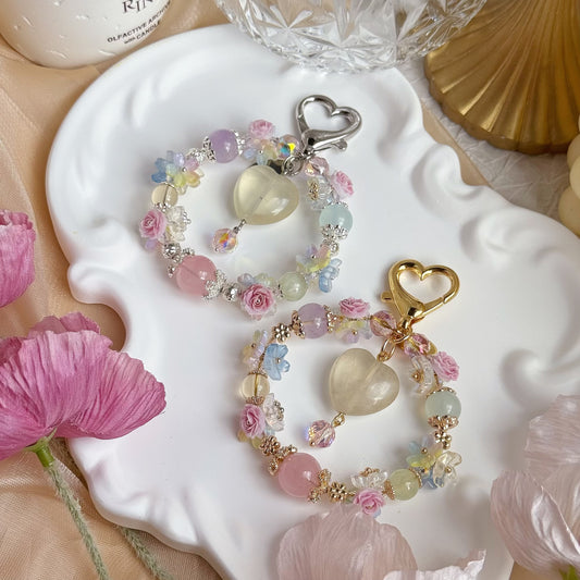 Lemon Heart Blossom in Lemon Citrine, Aquamarine, Prehnite, Rose Quartz, Brazil Citrine & Lavender Amethyst