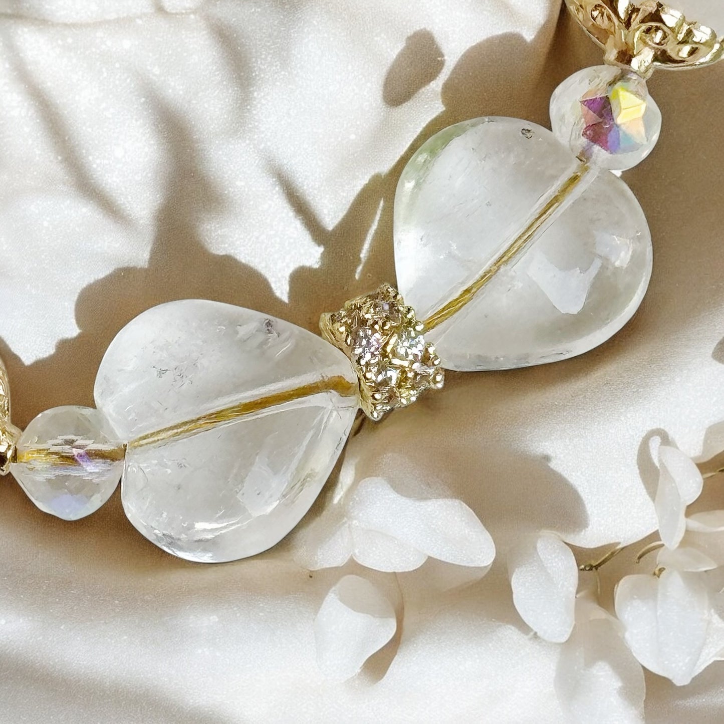 [Mini 12.5cm] Angel's Bow in White Jade & Clear Quartz