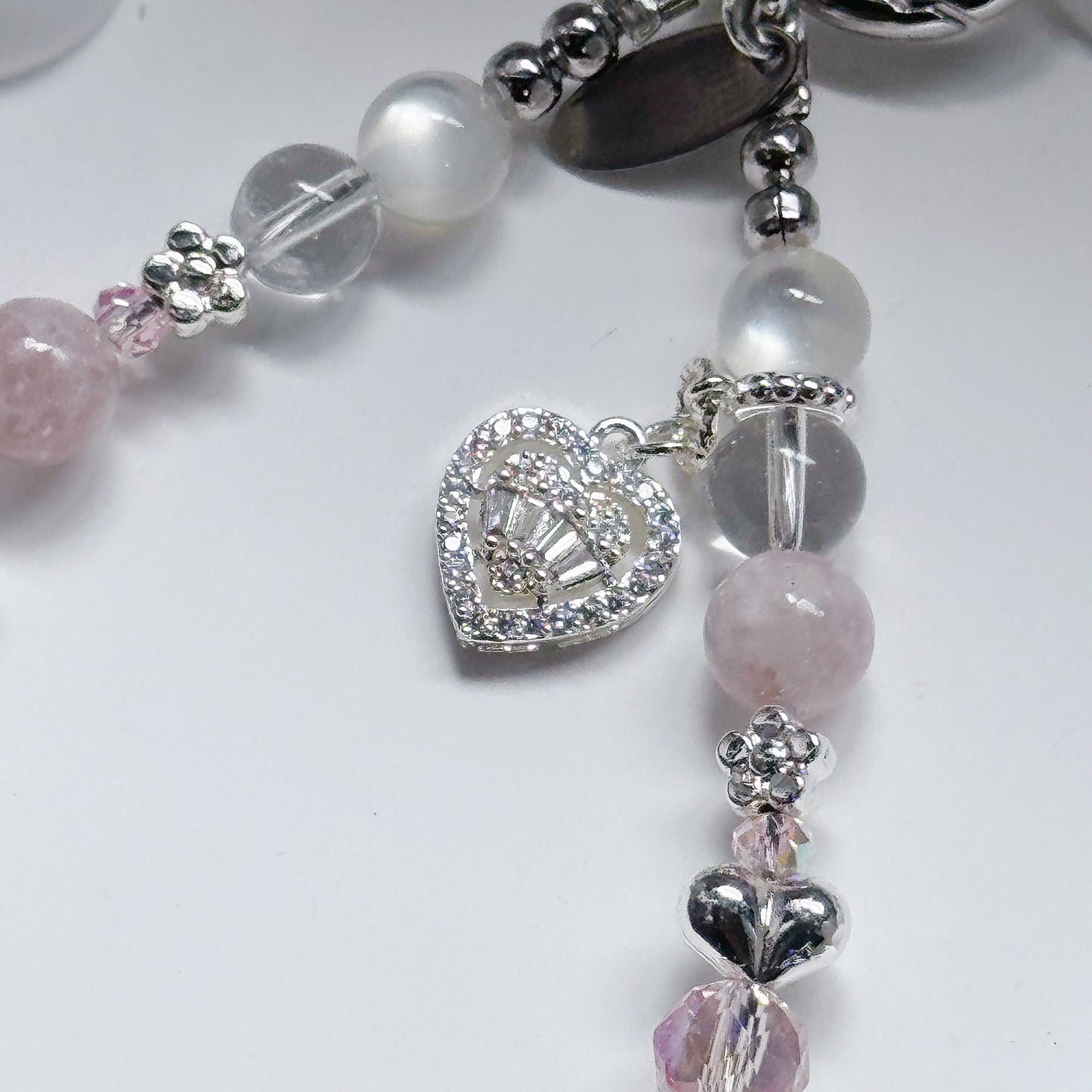 [Mini: 13cm] GISELLE Nine-tailed Fox in Pink Lepidolite & Clear Quartz