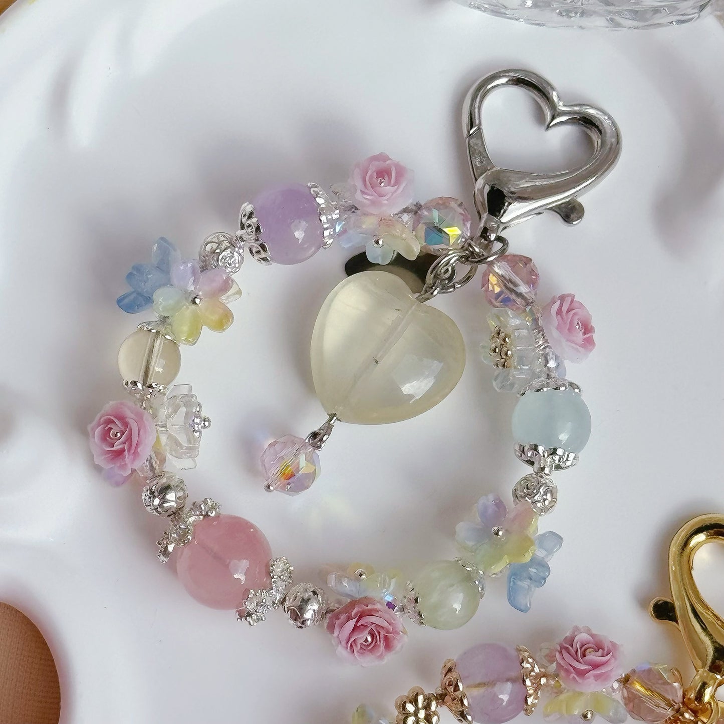 Lemon Heart Blossom in Lemon Citrine, Aquamarine, Prehnite, Rose Quartz, Brazil Citrine & Lavender Amethyst