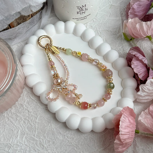 [Mini:13cm] Petal & Bloom in Rose Quartz, Strawberry Quartz, Flower Agate, Green Mica, Prehnite & Yan Yuan Agate