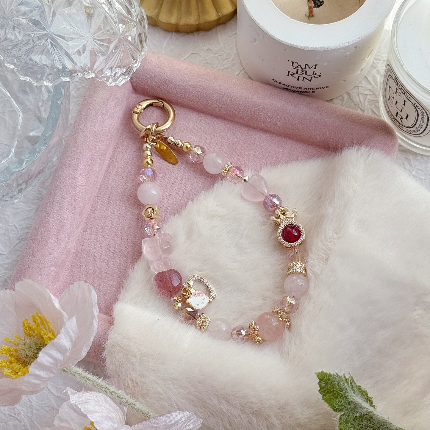 [Mini:13cm] Princess Hello Kitty in Rose Quartz, Strawberry Quartz & Red Star Ruby