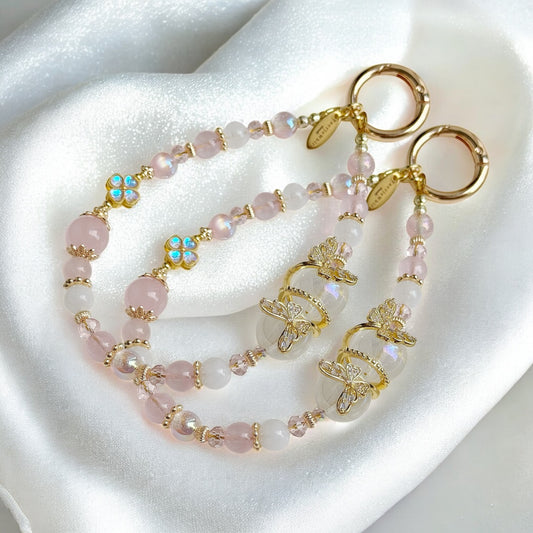 Twinkle Wing in Rose Quartz & White Jade