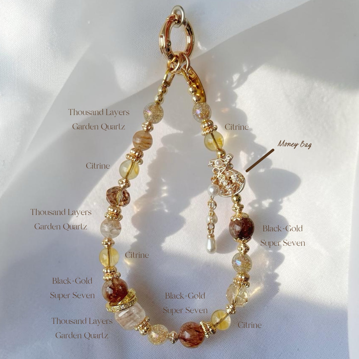 [Mini:13.5cm] Golden Rise in Black-Gold Super Seven, Citrine & Thousand Layers Garden Quartz