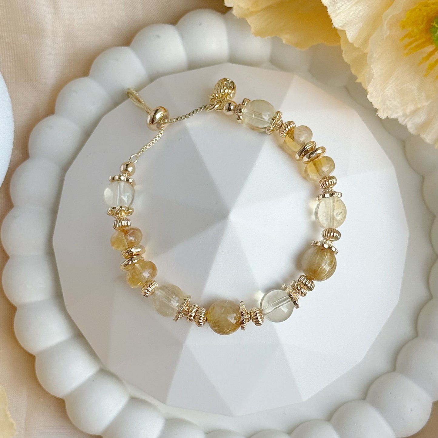 Lucky Goldie Pushpull in Citrine & Golden Rutile [WS: 13-18 CM]
